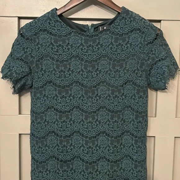 Lulus Take Me to Brunch Dark Green Lace Shift Dress Size Small - Picture 7 of 12